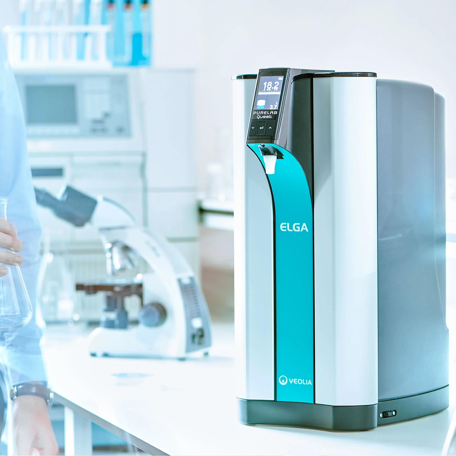 ELGA PURELAB Dispenser for flexible laboratory water delivery.